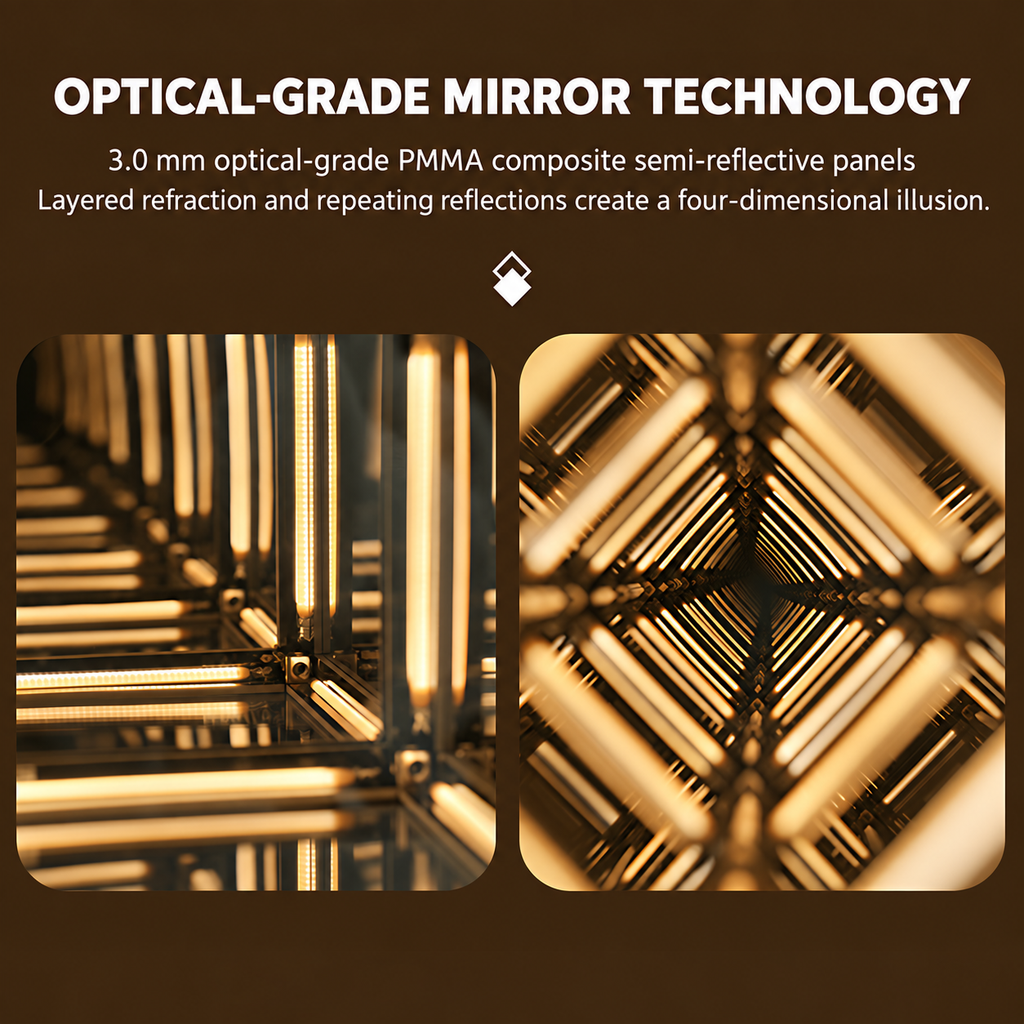 Hypercube Infinity Mirror Lamp – Rechargeable LED Accent Light