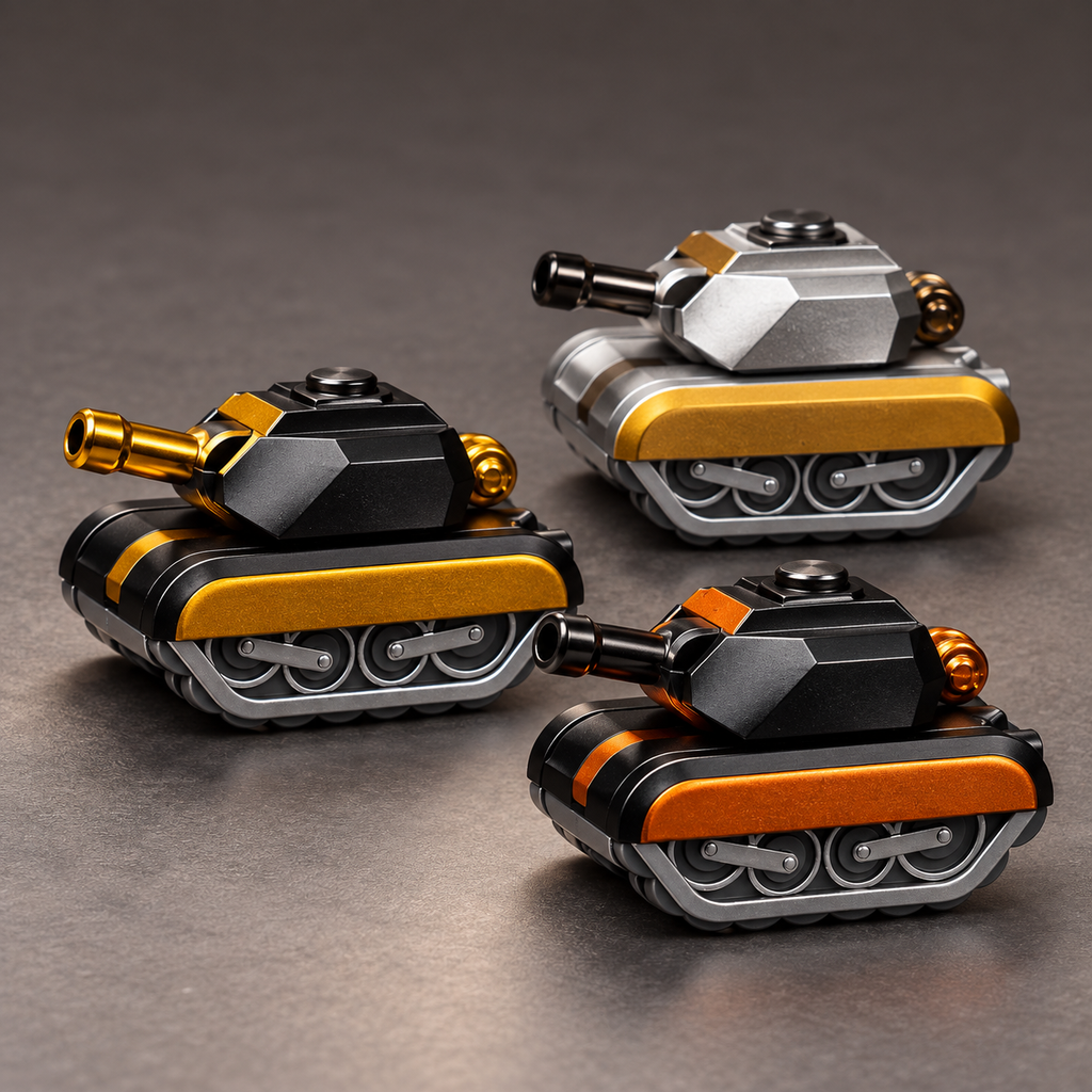Mini Alloy Pull-Back Tank Toy with Rotating Turret & Launcher