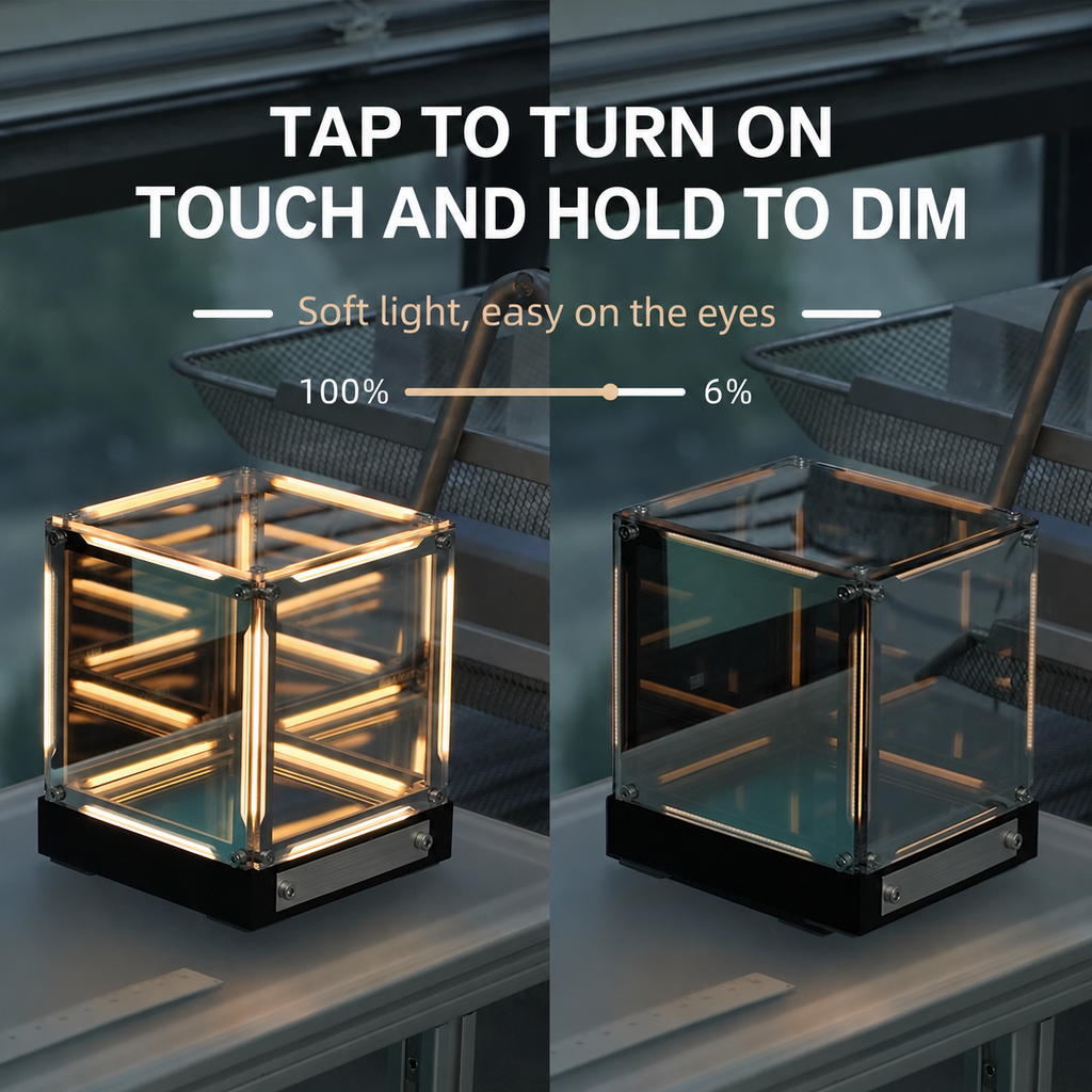 Hypercube Infinity Mirror Lamp – Rechargeable LED Accent Light