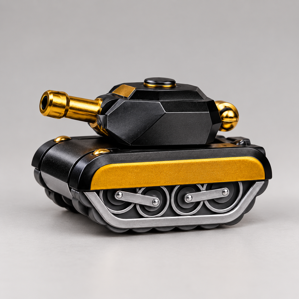 Mini Alloy Pull-Back Tank Toy with Rotating Turret & Launcher