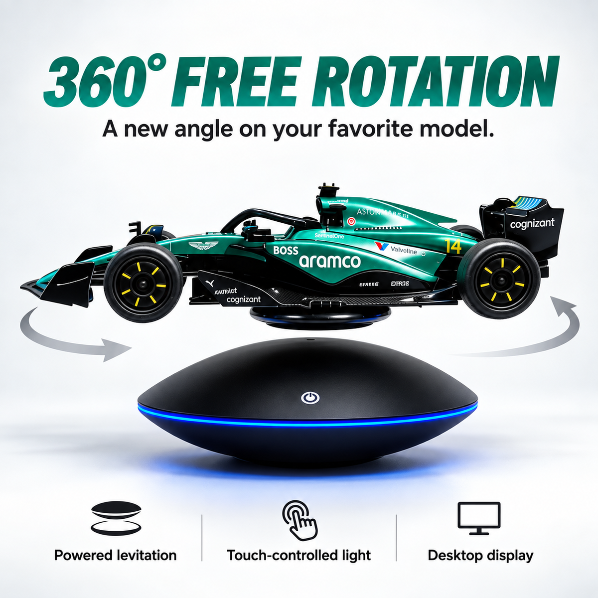 Magnetic Levitation Display Stand with LED Halo
