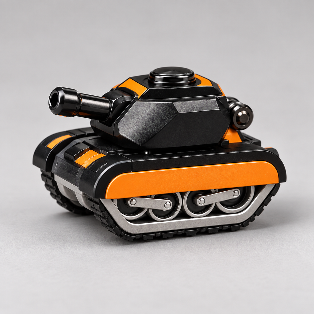 Mini Alloy Pull-Back Tank Toy with Rotating Turret & Launcher