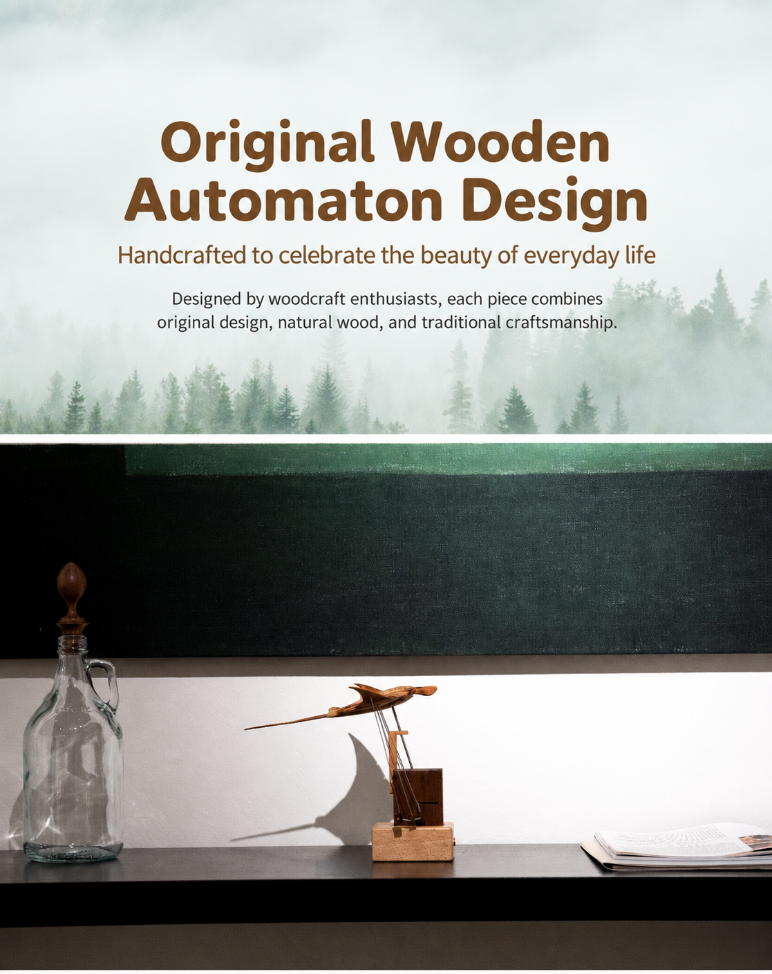 Rechargeable Wooden Manta Ray Automaton – Kinetic Desk Sculpture