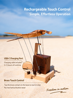 Rechargeable Wooden Manta Ray Automaton – Kinetic Desk Sculpture
