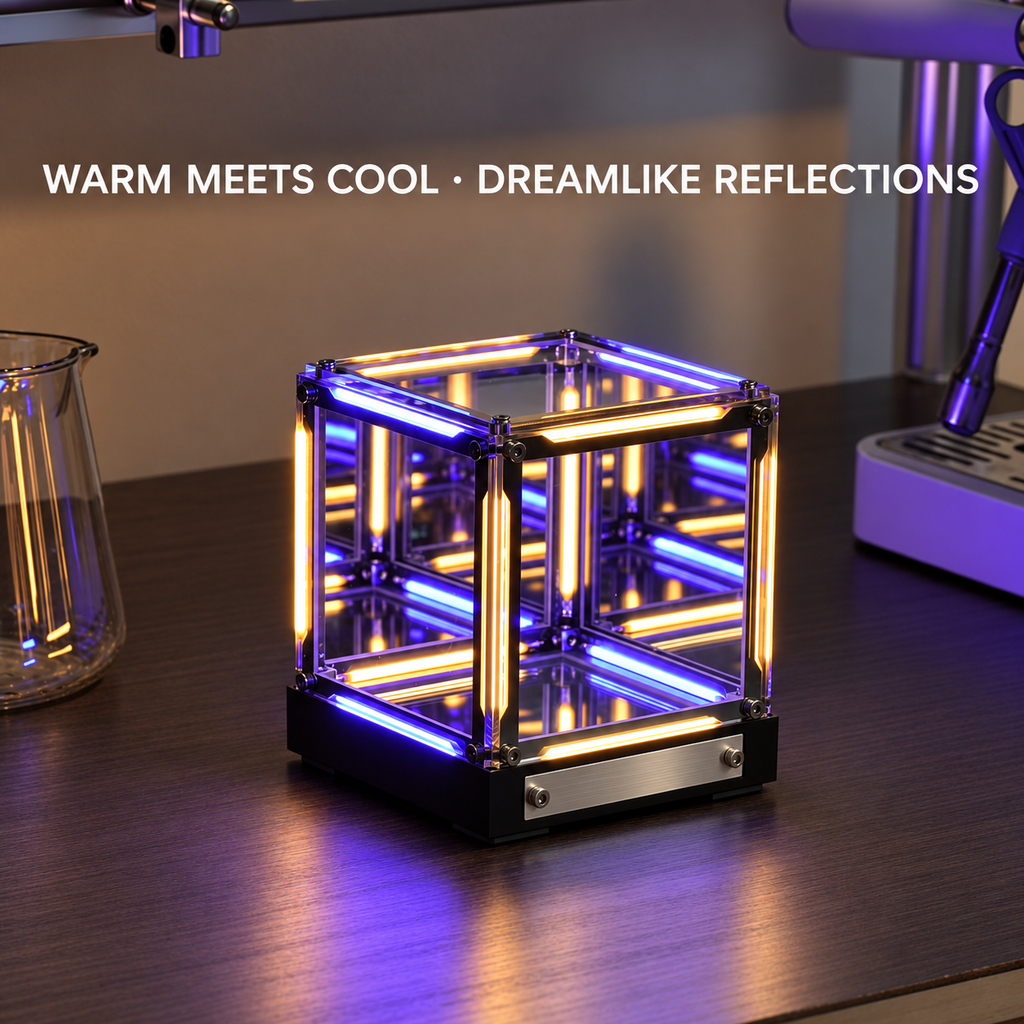 Hypercube Infinity Mirror Lamp – Rechargeable LED Accent Light