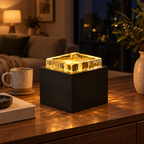 Ice-Crackle Glass Tabletop Fountain – Illuminated Water Feature