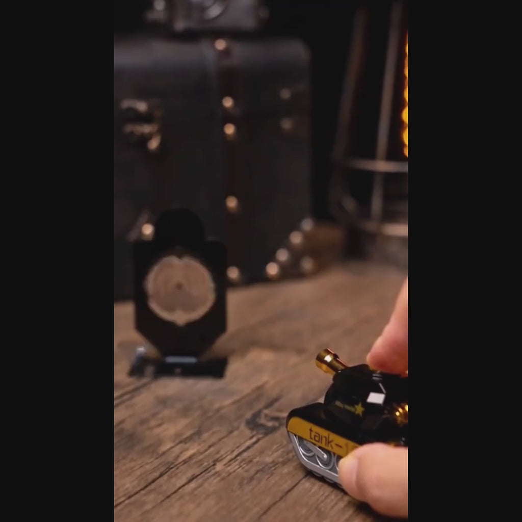 Mini Alloy Pull-Back Tank Toy with Rotating Turret & Launcher — product demonstration