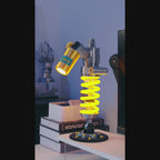 Motorcycle Shock Absorber LED Lamp – Rechargeable Desk Accent — product demonstration