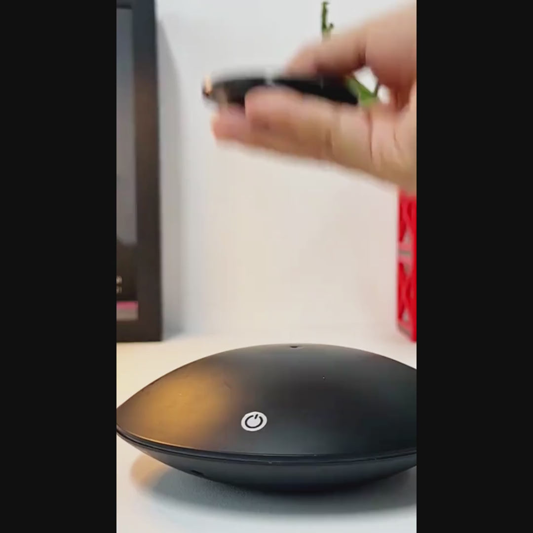 Magnetic Levitation Display Stand with LED Halo — product demonstration