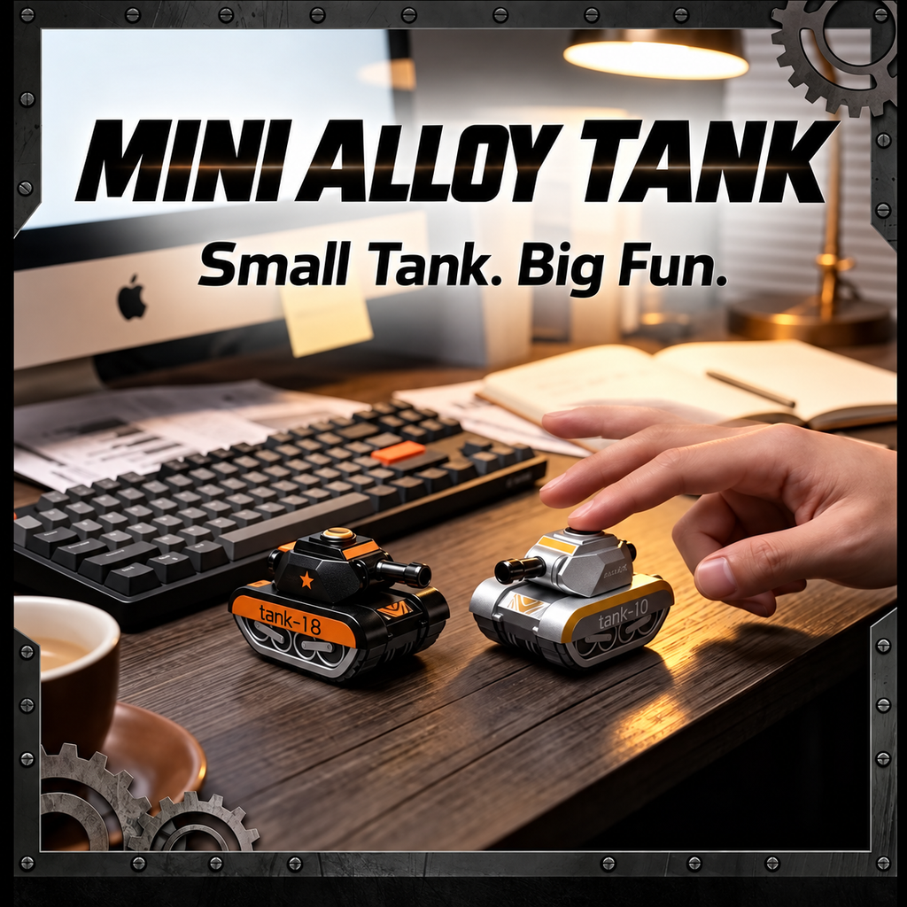 Mini Alloy Pull-Back Tank Toy with Rotating Turret & Launcher
