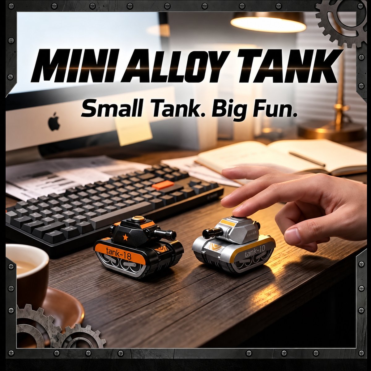 Mini Alloy Pull-Back Tank Toy with Rotating Turret & Launcher