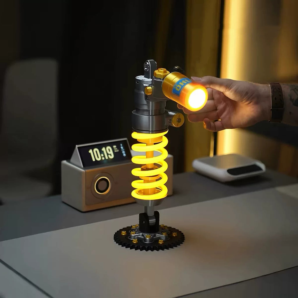 Motorcycle Shock Absorber LED Lamp – Rechargeable Desk Accent